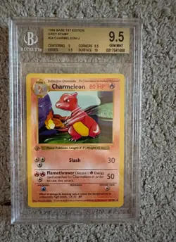 CHARMELEON POKEMON 24/102 1999 BASE SET 1ST EDITION ENGLISH BGS 9.5 GREY stamp - Image 1