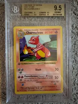 CHARMELEON POKEMON 24/102 1999 BASE SET 1ST EDITION ENGLISH BGS 9.5 GREY stamp - Image 4
