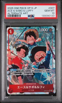 PSA10 Ace & Sabo & Luffy (JP) SR Alt Art OP13-007 2025 ONE PIECE Card GEM MT - Image 1