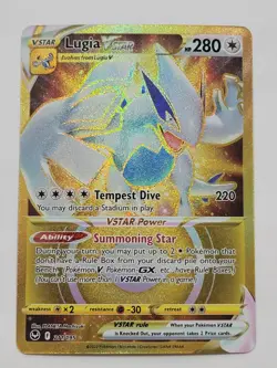 Pokemon TCG SWSH Silver Tempest Lugia VSTAR Card 211/195 Gold Secret Rare NM/M - Image 1