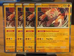 Pokemon TCG Shrouded Fable Bloodmoon Ursaluna Holo Rare 025/064 x4 Playset - Image 1