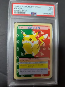 1997 POKEMON JAPANESE TOPSUN #25 PIKACHU GREEN BACK PSA9 - Image 1