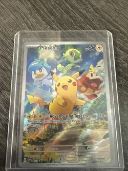 Pokemon Pikachu TCG Holo Black Star Promo SVP027 IR Paldea Evolved - Image 1