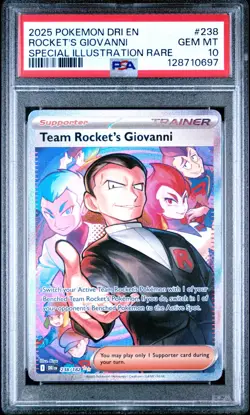 2025 POKEMON DRI EN-DESTINED RIVALS #238 TEAM ROCKET'S GIOVANNI PSA 10 - Image 1