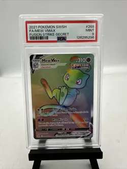 2021 POKEMON SWORD & SHIELD FUSION STRIKE SECRET #268 FULL ART/MEW VMAX PSA 9 - Image 1