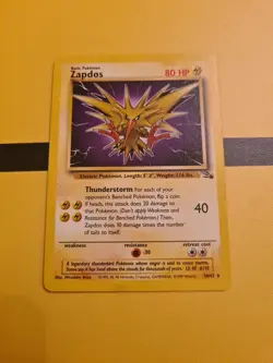 Pokemon TCG Zapdos Fossil 30/62 Regular Unlimited Rare. NM 1999 WOTC Vintage - Image 1