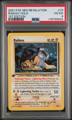 2001 Pokemon Neo Revelation 1st Edition Holo Raikou #13 PSA 4 - Image 1