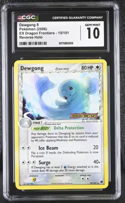 CGC 10 Dewgong EX Dragon Frontiers 15/101 Reverse Holo STAMPED Pokemon Card - Image 1