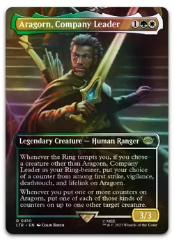 Aragorn, Company Leader (Borderless) #410 (Foil) NM Lord of the Rings Magic MTG - Image 1