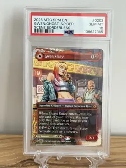 PSA 10 ~ Gwen Stacy / Ghost-Spider #202 Borderless Mythic MTG Spider-Man SPM - Image 1