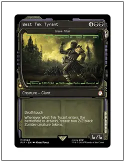 1x West Tek Tyrant (Grave Titan), Showcase Art, Fallout, Magic MTG NM - Image 1
