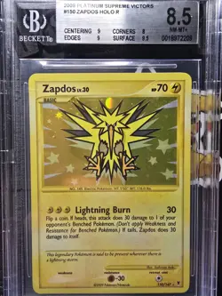 2009 POKEMON PLATINUM SUPREME VICTORS #150 ZAPDOS HOLO BGS 8.5 MINT LOW POP! - Image 1