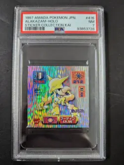 1997 AMADA POKEMON JAPANESE #416 ALAKAZAM-HOLO STICKER COLLECTION KAI PSA7 - Image 1