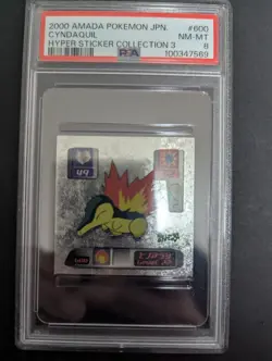 2000 AMADA POKEMON JAPANESE #600 CYNDAQUIL HYPER STICKER COLLECTION 3 PSA8 - Image 1