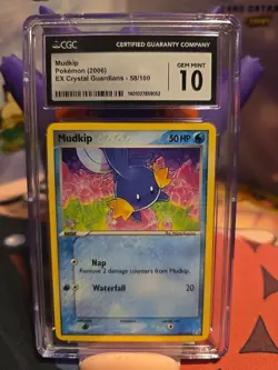 Mudkip EX Crystal Guardians 58/100 CGC 10 GEM MINT Pokemon TCG 2006 Vintage - Image 1