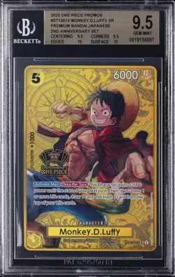 2025 ONE PIECE JAPANESE 2ND ANNIVERSARY SET #ST13-015 MONKEY D LUFFY BGS 9.5 - Image 1