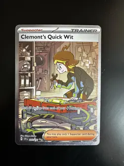 Clemonts Quick Wit 243/191 Special Illustration Rare Surging Sparks Pokemon Card - Image 1