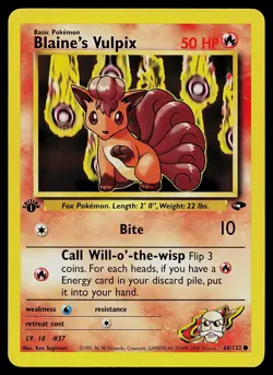 Pokemon Card - Blaine's Vulpix Gym Challenge 66/132 Common 1st Edition - Image 1