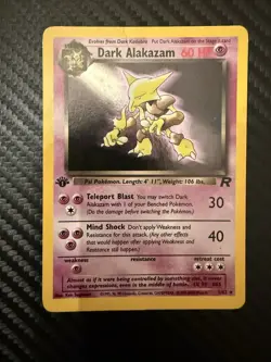 Dark Alakazam 1/82 1st Edition Team Rocket Holo Pokemon Card 1 Holographic MP - Image 1
