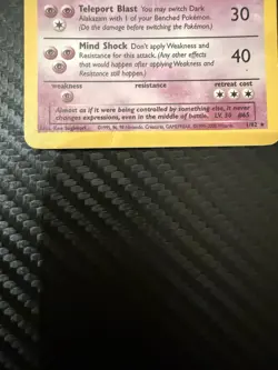 Dark Alakazam 1/82 1st Edition Team Rocket Holo Pokemon Card 1 Holographic MP - Image 2