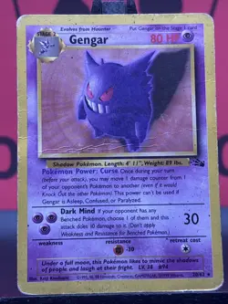 Gengar 20/62 Rare Fossil Non Holo Vintage Pokemon Card HP - Image 3