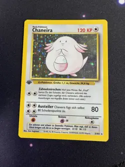 Pokemon TCG Chansey 1st Edition Holo Rare Card Base Set 3/102 GERMAN LP - Image 1