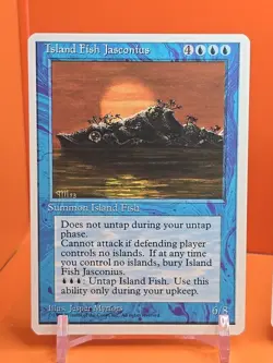 🔵🔵🔵 (4) 1995 Magic The Gathering ISLAND FISH JASCONIUS 4TH EDITION PLAYED 🔵 - Image 2
