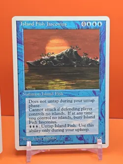 🔵🔵🔵 (4) 1995 Magic The Gathering ISLAND FISH JASCONIUS 4TH EDITION PLAYED 🔵 - Image 3
