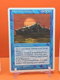 🔵🔵🔵 (4) 1995 Magic The Gathering ISLAND FISH JASCONIUS 4TH EDITION PLAYED 🔵 - Image 4