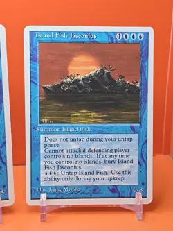 🔵🔵🔵 (4) 1995 Magic The Gathering ISLAND FISH JASCONIUS 4TH EDITION PLAYED 🔵 - Image 5