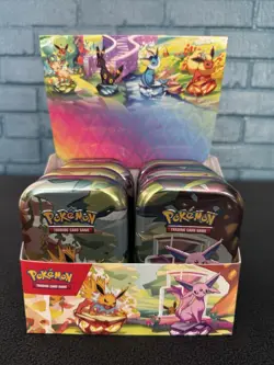 Pokemon Prismatic Evolutions Mini Tin Display Box (8 Tins) New / Factory Sealed - Image 1