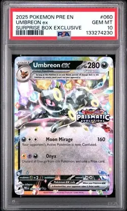 PSA 10 - 2025 Pokemon Prismatic Evolutions Suprise Box UMBREON EX #060 (4230) - Image 1