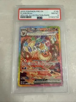 Pokemon 2025 Pre en Flareon EX #146 Special Illustration Rare PSA 8 - Image 1