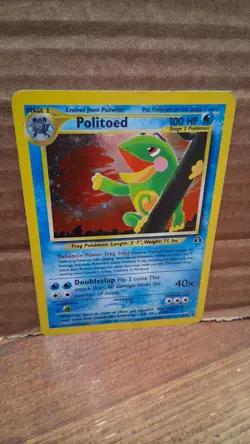 Pokemon TCG Politoed Neo Discovery Holo Card 8/75 Unlimited Rare Crease on Card - Image 1
