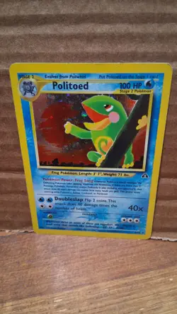 Pokemon TCG Politoed Neo Discovery Holo Card 8/75 Unlimited Rare Crease on Card - Image 3