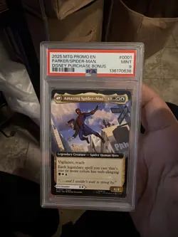 2025 MTG PROMOS DISNEY PURCHASE BONUS AMAZING SPIDER-MAN/PETER PARKER PSA 9 - Image 1