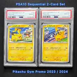 PSA10 Pikachu Gym Promo 120 & 197/SV-P Sequential Set 2023 2024 Pokemon Japanese - Image 1