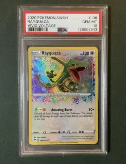 2020 Pokemon SWSH Vivid Voltage #138 Rayquaza Amazing Rare PSA 10 Gem Mint - Image 1