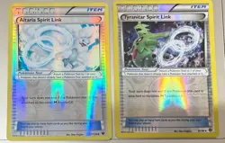 POKEMON TCG TYRANITAR 81/98 AND ALTARIA SPIRIT LINK 91/12 POKE BALL REV HOLO EXC - Image 1