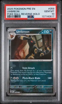 PSA 10 Umbreon Poke Ball Reverse Holo Prismatic Evolutions 2025 Pokemon #059 - Image 1