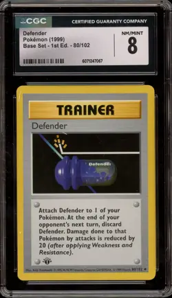 Pokemon Defender Base Set Shadowless 1st Edition #80 CGC 8 - Image 1