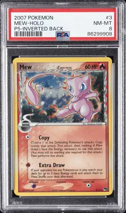 2007 POKEMON POP SER 5 INVERTED BACK #3 MEW-HOLO PSA 8 - Image 1