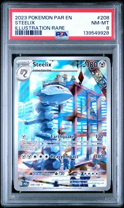 Steelix 208/182 Illustration Rare Par En-paradox Rift Pokemon PSA 8 *928 - Image 1