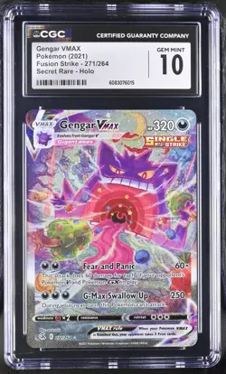 Gengar Vmax 271/264 Secret Rare Holo Fusion Strike Pokemon CGC 10 Gem Mint *015 - Image 1