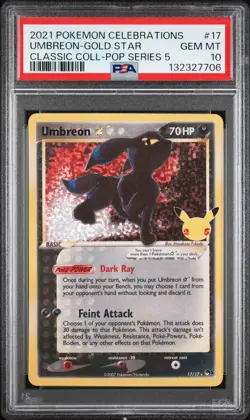 Umbreon-gold Star 17 Celebrations Classic Collection Pokemon PSA 10 *706 - Image 1