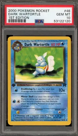 PSA 10 GEM MINT Pokemon Dark Wartortle Team Rocket 1st Edition #46 ENGLISH - Image 1