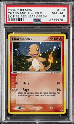 2004 POKEMON EX FIRE RED & LEAF GREEN #113 CHARMANDER-HOLO PSA 8 - Image 1