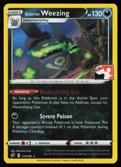 Pokemon Galarian Weezing 113/192 Prize Pack Series Cards Non-Holo Pack Fresh NM - Image 1