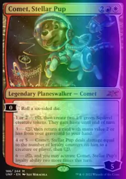 MTG Magic the Gathering Comet, Stellar Pup (166/689) Unfinity LP FOIL - Image 1