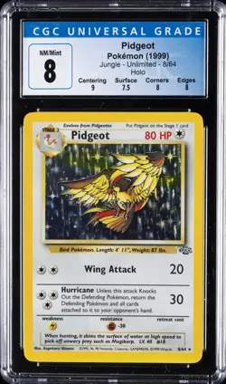1999 POKEMON JUNGLE UNLIMITED HOLO #08/64 PIDGEOT CGC 8 - Image 1